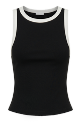 Zanna Contrast Ribbed Tank Top - Black/White